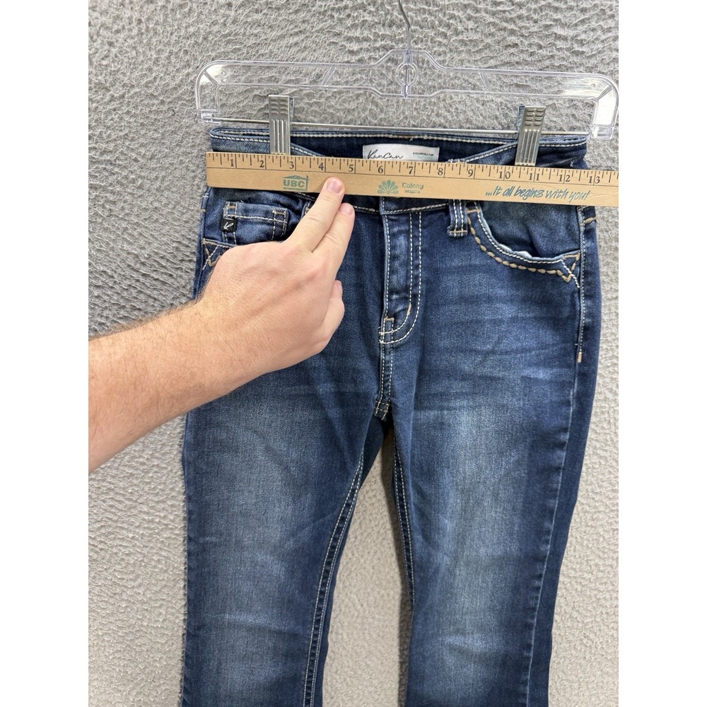 KanCan Jeans Womens 25 Blue Mid Rise Bootcut Stretch Thick Stitch Distressed‎ - Picture 3 of 10